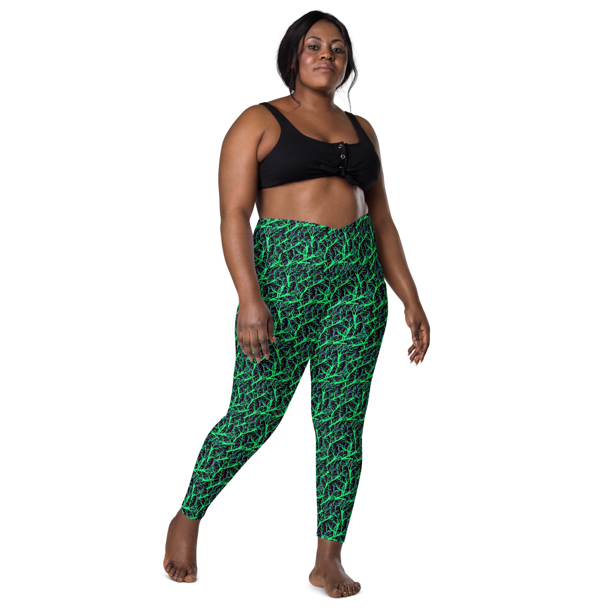 Activewear Crossover High-Waisted Lovely Graphic Pocket Leggings With –  Glowrobe